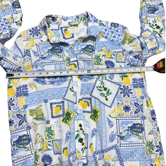 J.Crew “La Dolce Vita” Lemon Print Long Sleeve Linen Button Up Shirt – Size M - Picture 10 of 11